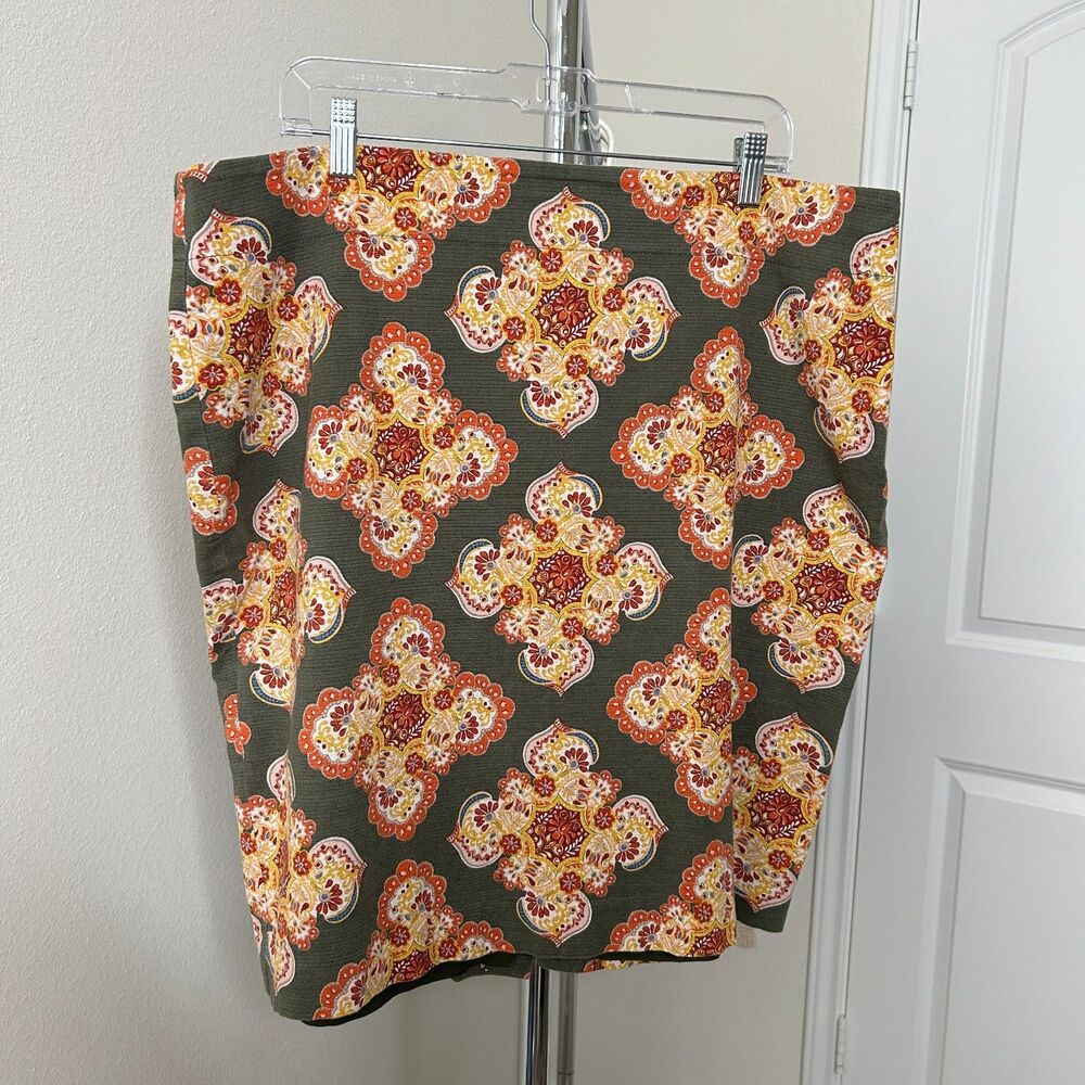 LOFT Paisley Geometric Pencil Skirt Multicolor Preppy Classic Boho Chic Size 18